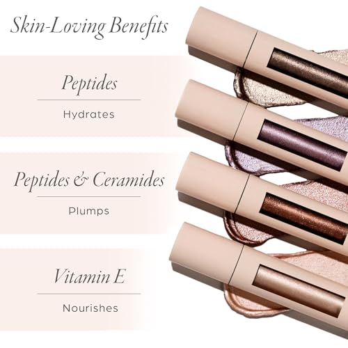 PÜR MINERALS Creamy Eyeshadow & Primer with Peptides, On Point Tint (Cashmere) - Buildable, Cream-to-Powder Formula for Light to Medium Coverage - Shimmery, Crease-Resistant Shades, Long-Lasting