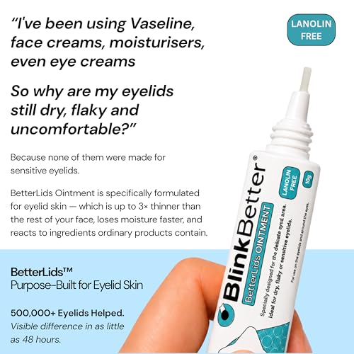 BlinkBetter Lanolin Free Eyelid Ointment 10g – For Sensitive & Dry Eyelids - Hydrates, Nourishes & Soothes – Moisturising Care for Dry, Itchy, Red, Sensitive, Flaky Skin Around the Eyes