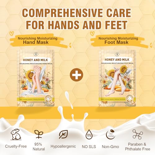 TEAWOO 18 Pairs Moisturizing Hand & Foot Masks for Dry Cracked Feet
