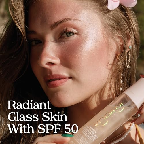 Kopari Sunglaze Sheer Setting Mist Sunscreen SPF 50, Weightless, Fast Drying, Ultra-Fine Setting Spray, Made With Hyaluronic Acid, Sets Makeup For A Hydrated, Dewy Finish, 2.53 fl oz