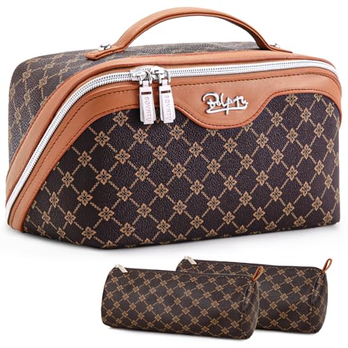 BOYATU Travel Makeup Bag Cosmetic Bags for Women: 3-Piece Make up Bag Set
