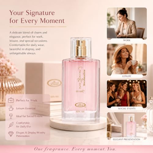 Al-Rehab Choco Musk Marshmallow Eau de Parfum for Women - 50ml (1.65 oz) | Gourmand Perfume with Marshmallow | Sweet, Fluffy & Addictive | Long-Lasting Arabian Dessert Scent