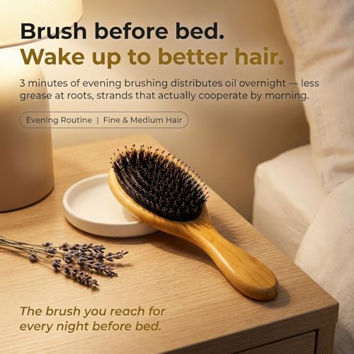 BESAXA Boar Bristle Hair Brush for Fine and Thin Hair, Women