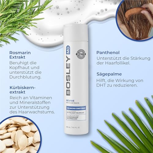 BosRevive Volumizing Conditioner for Noticeably Thinning, Non Color-Treated Hair – DHT-Blocking Saw Palmetto, Biotin Strengthening, Niacin Revitalizing & Panthenol, Vegan, Sulfate-Free 10.1 Fl Oz