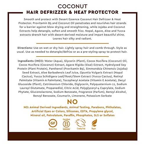 Desert Essence Coconut Hair Defrizzer & Heat Protector, 8 fl oz