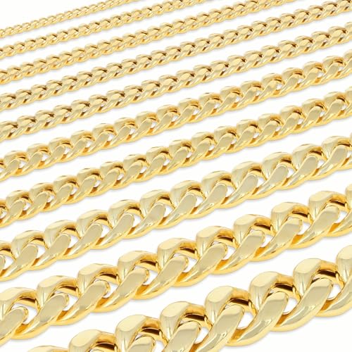 Nuragold 14K Real Yellow Gold Miami Cuban Lightweight Link Chain Bracelet 7"-9" (3mm-12.6mm) Italian Jewelry for Men & Women - 7.7mm,8"