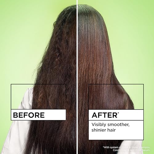 Garnier Fructis Sleek & Shine Anti-Frizz Hair Serum for Frizzy, Dry Hair, Leave-In Argan Oil Infused Formula with Up to 72HRs of Frizz Control, Smooths Flyaways & Boosts Hair Shine, 5.1 Fl Oz (2 Pack)