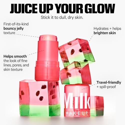 Milk Makeup Skincare Jelly Gift Set – Hydrating + Brightening Face Serums and Blush + Lip Stain in pH-Adaptive Pink – Two Full Size Serum Sticks .21oz + Travel-Friendly Jelly Tint (pHreeze) .17oz