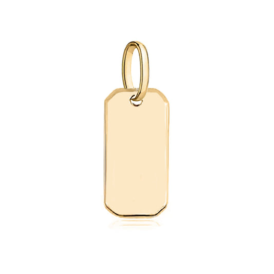 Solid 14K Gold Pendant Initial Personalised Monogram Name Engraved Jewelry Gift for Women Round Tag Medallion Rectangle Charm for Necklace