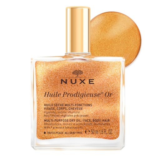 NUXE Huile Prodigieuse Shimmer Body Oil, Glow for Skin & Hair, 1.6 Fl Oz