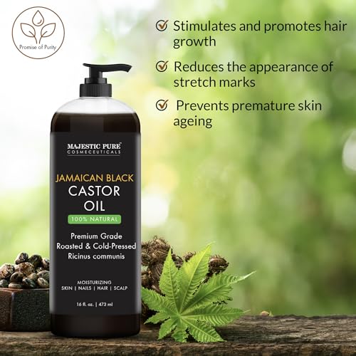Majestic Pure Jamaican Black Castor Oil, 100% Natural Oil - 16 Fl Oz