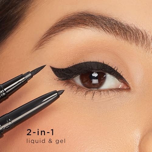 tarte double take eyeliner – 2-in-1 Liquid & Gel Eyeliner for Bold All-Day Wear, Waterproof, Easy to Apply, Vegan, Cruelty-Free, full size, black