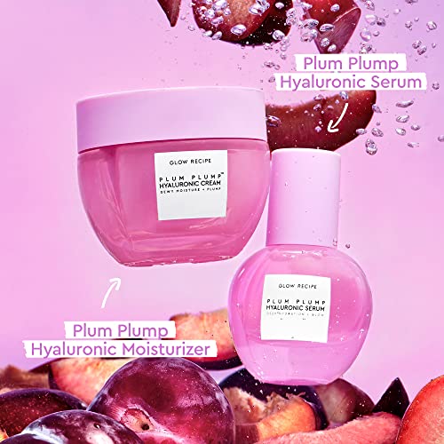 Glow Recipe Plum Plump Hyaluronic Acid Face Cream Moisturizer, Korean Moisturizer for Dry Skin, Plumping + Firming Hydration, Polyglutamic Acid + Peptides, Refillable (50ml)