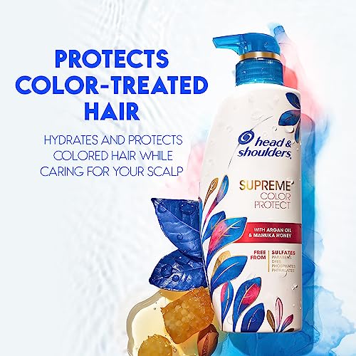 Head & Shoulders Anti-Dandruff Shampoo and Conditioner Set, Supreme Color Protect, 1% Pyrithione Zinc, Sulfate-Free, Argan Oil and Manuka Honey, 11.8 fl oz & 9.4 fl oz