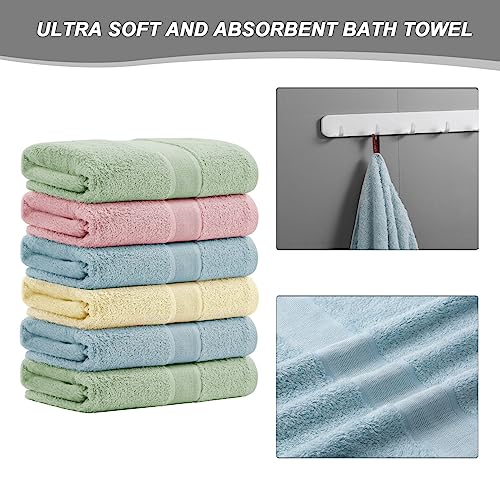 Aibaser Viscose from Bamboo and Cotton Bath Towels Set of 6-27x54 Inch Ultra Soft, Highly Absorbent Large Shower Towels for Bathroom, Spa & Gym