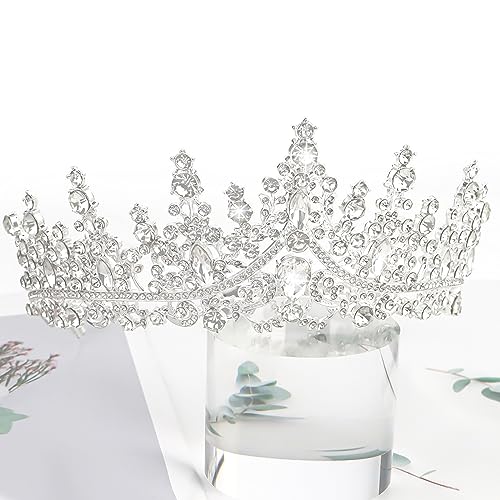 CURASA Silver Tiara and Crowns for Women Crystal Queen Crown, Wedding Tiaras for Bride Princess Crown Headpiece for Bridal Birthday Party Prom Pageant