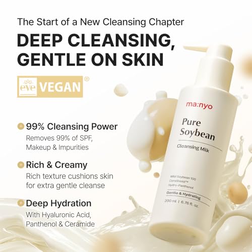 MANYO Pure Soybean Cleansing Milk, Facial Cleanser, 6.76 fl oz