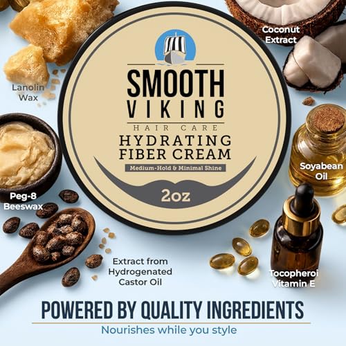 Smooth Viking - Hydrating Fiber Cream for Men, Medium Hair Hold - 2oz