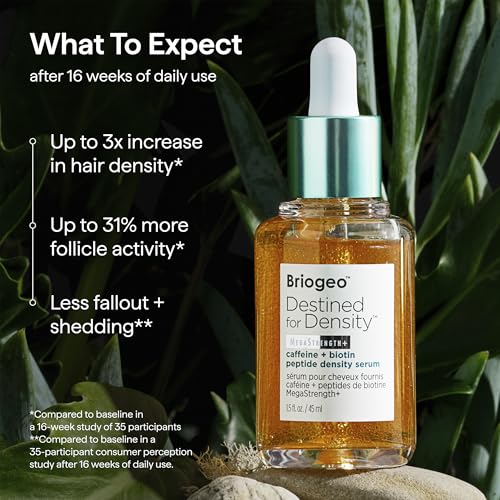 Briogeo Destined for Density Caffeine + Biotin Peptide Density Serum | Increases Hair Thickness & Volume for Fine or Thinning Hair | Fast-Absorbing & Non-Greasy | Fragrance-Free | Vegan & Cruelty-Free