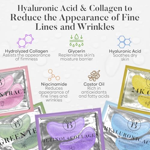 BLOOMORA Variety Under Eye Patches (30 Pairs) - For Dark Circles & Puffiness - Eye Mask for Care