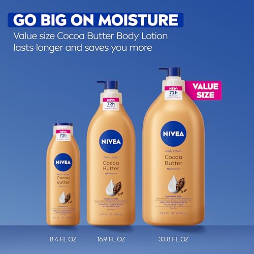 NIVEA Cocoa Butter Body Lotion for Dry Skin with Hyaluronic Acid, 33.8 Oz