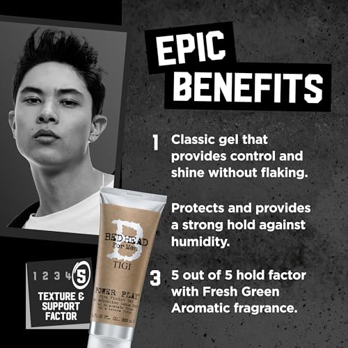 TIGI Bed Head Hair Gel for Men, Power Play 2-Pack – Firm Finish, Anti-Humidity, Frizz Control Hair Care Products for Men, 6.76 Oz Ea