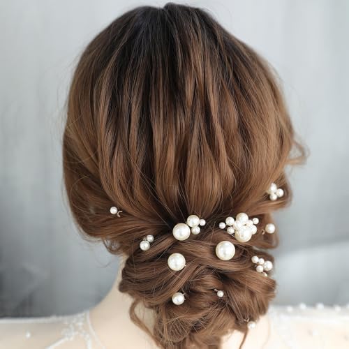 12 Pieces Bridal Wedding Hair Pins Handmade Pearl Bridal Hair Accessories for Brides Women Girls Gold