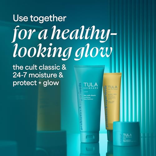 TULA Skin Care Protect + Glow Daily Sunscreen - Gel, Broad Spectrum SPF 30, Skincare-First, Non-Greasy, Non-Comedogenic and Reef-Safe with Pollution and Blue Light Protection, Regular, 1.7 fl oz.