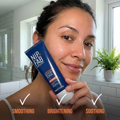 Nip + Fab Glycolic Fix Scrub Extreme (2.5 fl oz) – 6% Glycolic Acid 3-in-1 Facial Exfoliator & Pore Refiner – Deep Cleansing AHA BHA Face Scrub for Brightening & Smoothing