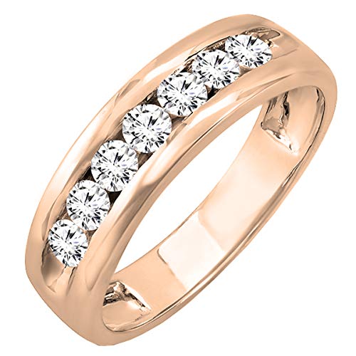 Dazzlingrock Collection 1.00 Cttw in 10K Solid Rose Gold Round Lab Grown White Diamond Mens Anniversary Wedding Band in Solid Rose Gold, Size 11