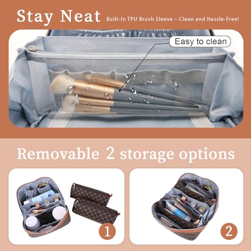 BOYATU Travel Makeup Bag Cosmetic Bags for Women: 3-Piece Make up Bag Set