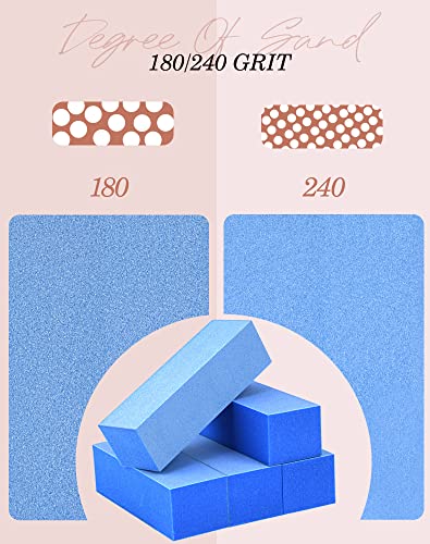 Maryton Nail Buffer Blocks, Fine 180/240 Grit for Natural Nails, 5 PCS