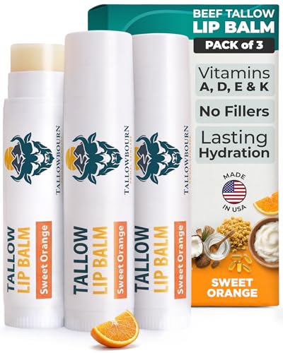 Tallowbourn Moisturizing Grass-Fed Beef Tallow Lip Balm 3pk – Sweet Orange
