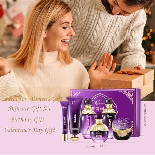 Ganoderma Lucidum Skincare Set - Face Care Kit with Collagen,Niacinamide, Hyaluronic Acid - Anti aging & Firming Skin, Face Care Gift Set for Women Include Toner, Serum, Lotion, Eye Cream, Face Cream