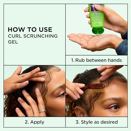 Garnier Fructis Curl Control Scrunching Hair Gel, Curl Jelly for Curly, Wavy, and Coily Hair with Frizz & Edge Control, Up to 24 HR Shape & Shine, 6.8 Fl Oz, 3 Count (Packaging May Vary)