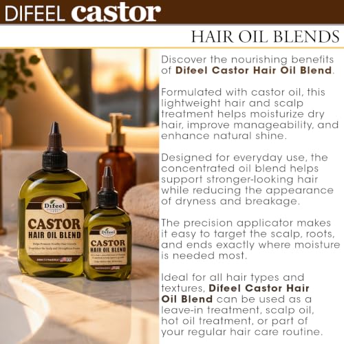 Difeel Mega Care Castor Hair Oil Blend - Travel Size 7.1 Ounce (PACK OF 3)