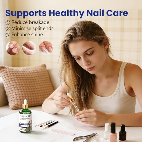 HIQILI Organic Jojoba Oil Cold Pressed for Hair, Nail & Skin Care