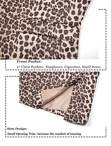 THWEI Mens Blazer Hipster Leopard Print Tuxedo Luxury Notched Lapel Slim Fit Stylish Sport Coats Jacket