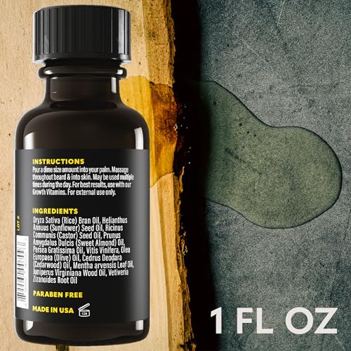 The Beard Club - Beard Growth Oil with Natural Castor & Avocado to Grow Thicker, Fuller Facial Hair, Fill in Patches and Stimulate Healthier Facial Hair Growth