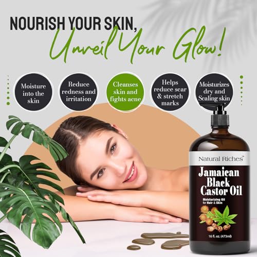 Jamaican Black Castor Oil 16 Fl Oz Glass Bottle Hair Growth Oil