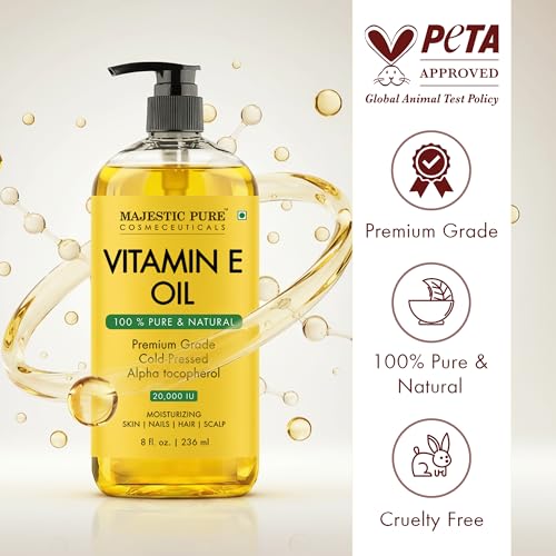 Majestic Pure Vitamin E Oil 100% Pure & Natural Body Oil - 8 Fl Oz