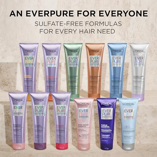 L'Oreal Paris Shampoo, Sulfate Free, Triple Action Hydration for Dry Hair, EverPure, 8.5 Fl Oz (Packaging May Vary), Damaged, Color-Treated Hair, Apricot Oil Infused, Deep Nourish