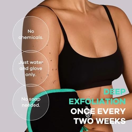 Dermasuri - Deep Exfoliating Glove - Korean Exfoliating Mitt & Body Scrubber - Keratosis Pilaris Treatment Scrub - Self Tanner Mitt & Ingrown Hair Exfoliator - Shower Gloves for Women & Men - (1 Pack)
