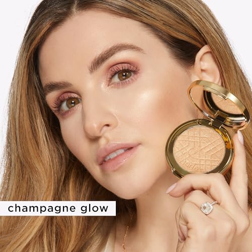 tarte Amazonian clay shimmering light – Pressed Highlighter with Buildable Radiant Glow for a Natural Lightweight Luminous Finish, Vegan & Cruelty-Free, full size, champagne glow