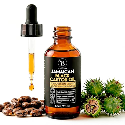Jamaican Black Castor Oil, Pure & Cold-Pressed Hair Growth Oil for Scalp, Brows, Lashes, Beard Nourishment & Follicle Health, Skin Moisture & Conditioning (60ml / 2fl oz)