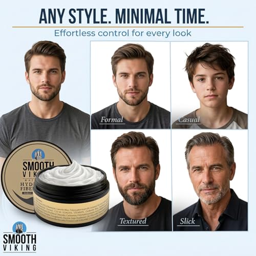 Smooth Viking - Hydrating Fiber Cream for Men, Medium Hair Hold - 2oz