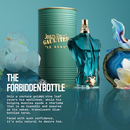 Jean Paul Gaultier Le Beau Eau de Toilette for Men - Long Lasting Addictive Aromatic Woody Men's Cologne with Bergamot, Coconut Wood & Tonka Bean - Designer Fragrance Spray, 4.2 oz
