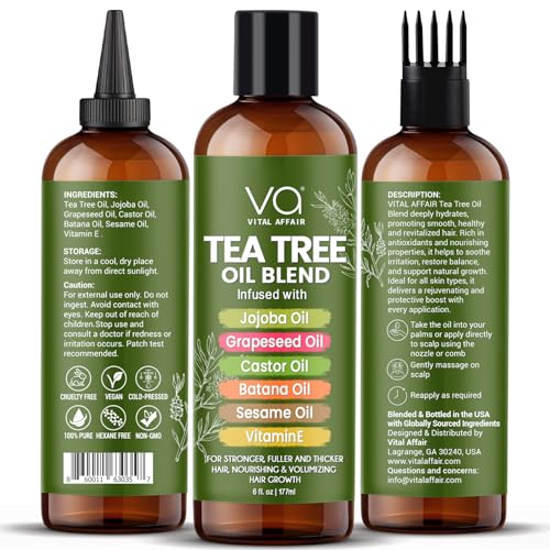 Tea Tree Hair Growth Oil 6 Fl Oz With Jojoba, Castor, Batana Oil