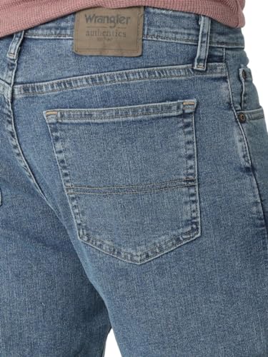 Wrangler Authentics Men's Comfort Flex Waist Relaxed Fit Jean, Light Stonewash, 42W x 32L