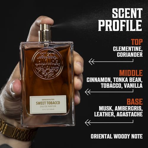 Viking Revolution Sweet Tobacco Cologne for Men - Eau de Parfum - With notes of Tonka Bean, Clementine, Cinnamon, Vanilla, Tobacco, Musk, Ambergris, Leather, Agastache - Gifts for Men 3.5 Fl Oz